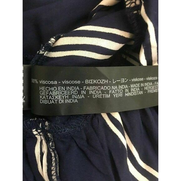 Zara Womens Navy Blue White Striped Long Sleeve Top 100% Viscose Small - Picture 6 of 6